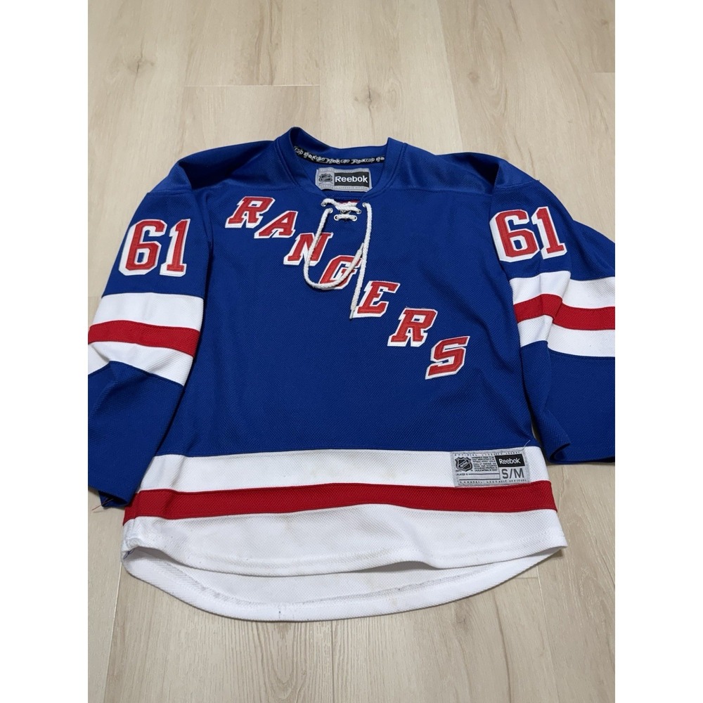 Reebok New York Rangers NHL Hockey Jersey Youth Size Small Nash #61 Blue